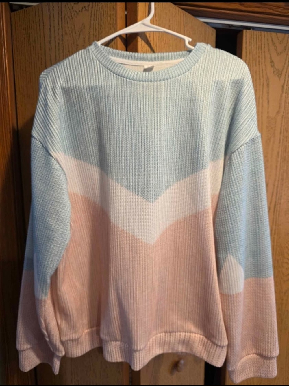 Pastel Chevron Knit Sweater - Mint, Blush & Cream